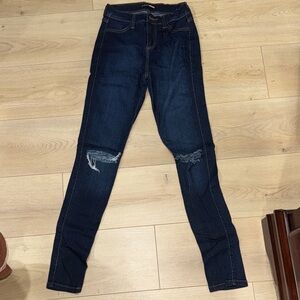 Fashion Nova Dark Blue Ripped Skinny Jeans